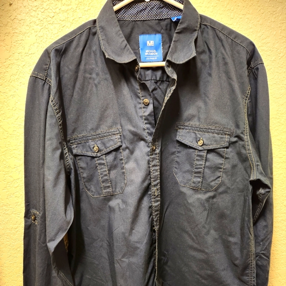 XL blue Michael Brandon button down long sleeve shirt